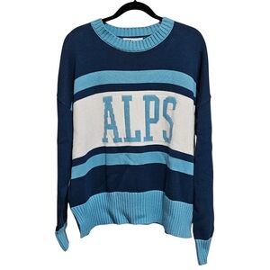 Beach Riot Callie Ski Sweater Anthropologie Large/XL Blue Pattern Cotton/Acrylic